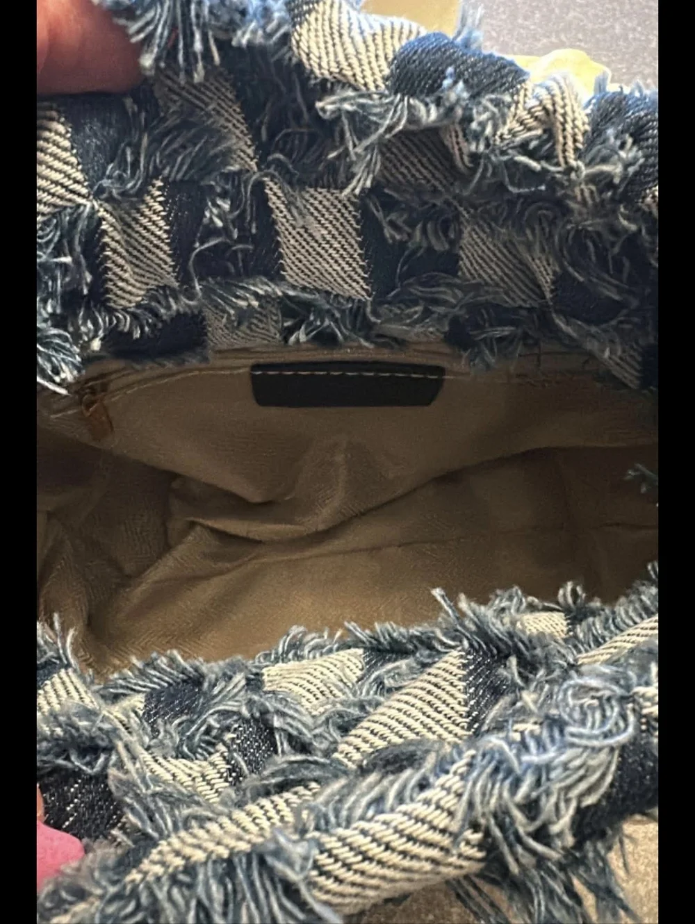 Blue Checkered Denim Handbag - Picture 4 of 7
